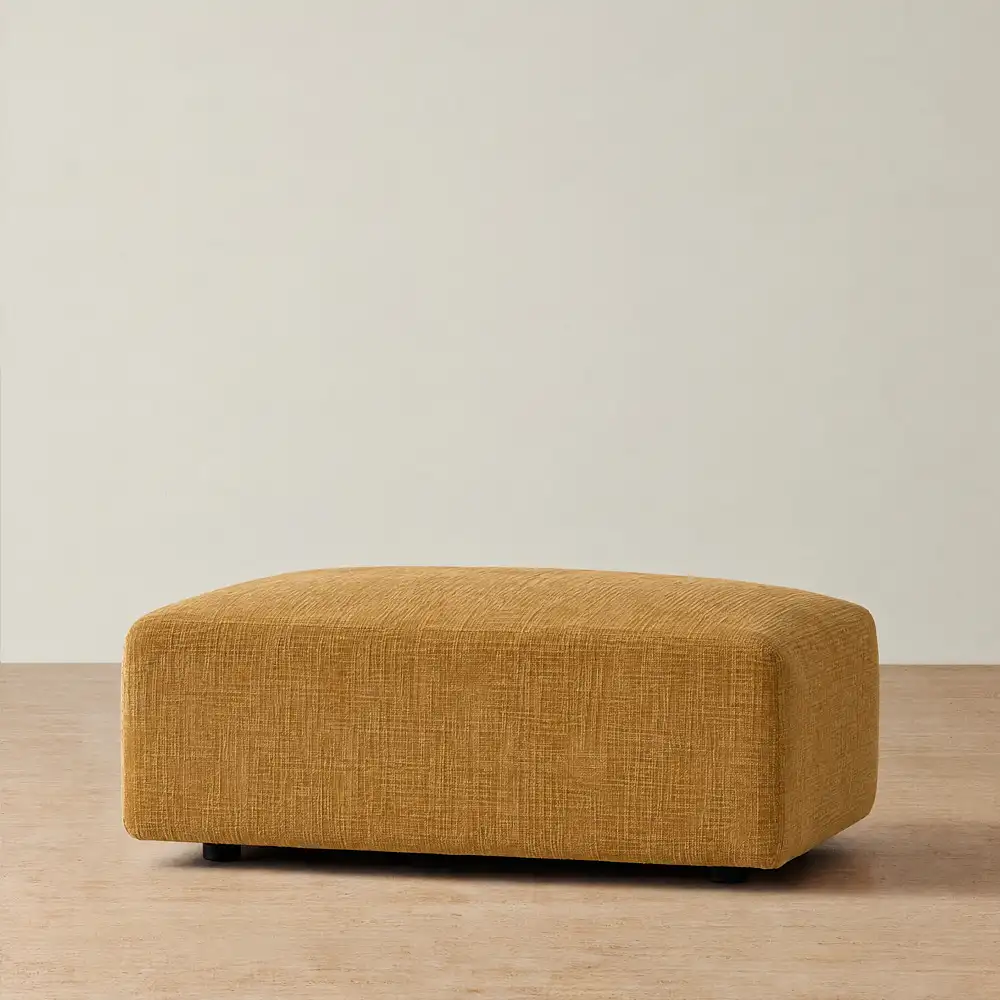 Riviera III Tuscan Sun Chenille Fabric Sofa - Rectangular Ottoman