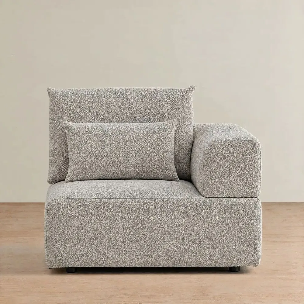 Riviera III Silk Grey Fabric Sofa - Right Seat