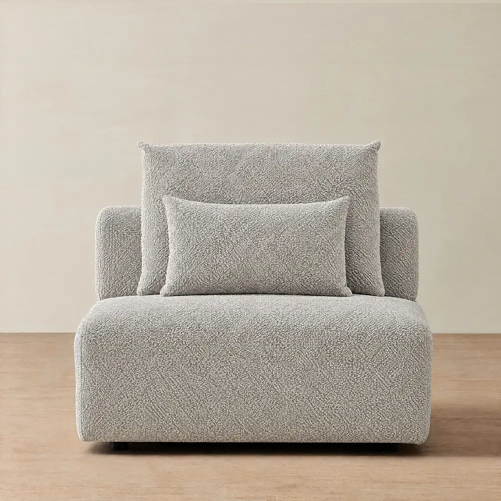 Riviera III Silk Grey Fabric Sofa - Armless